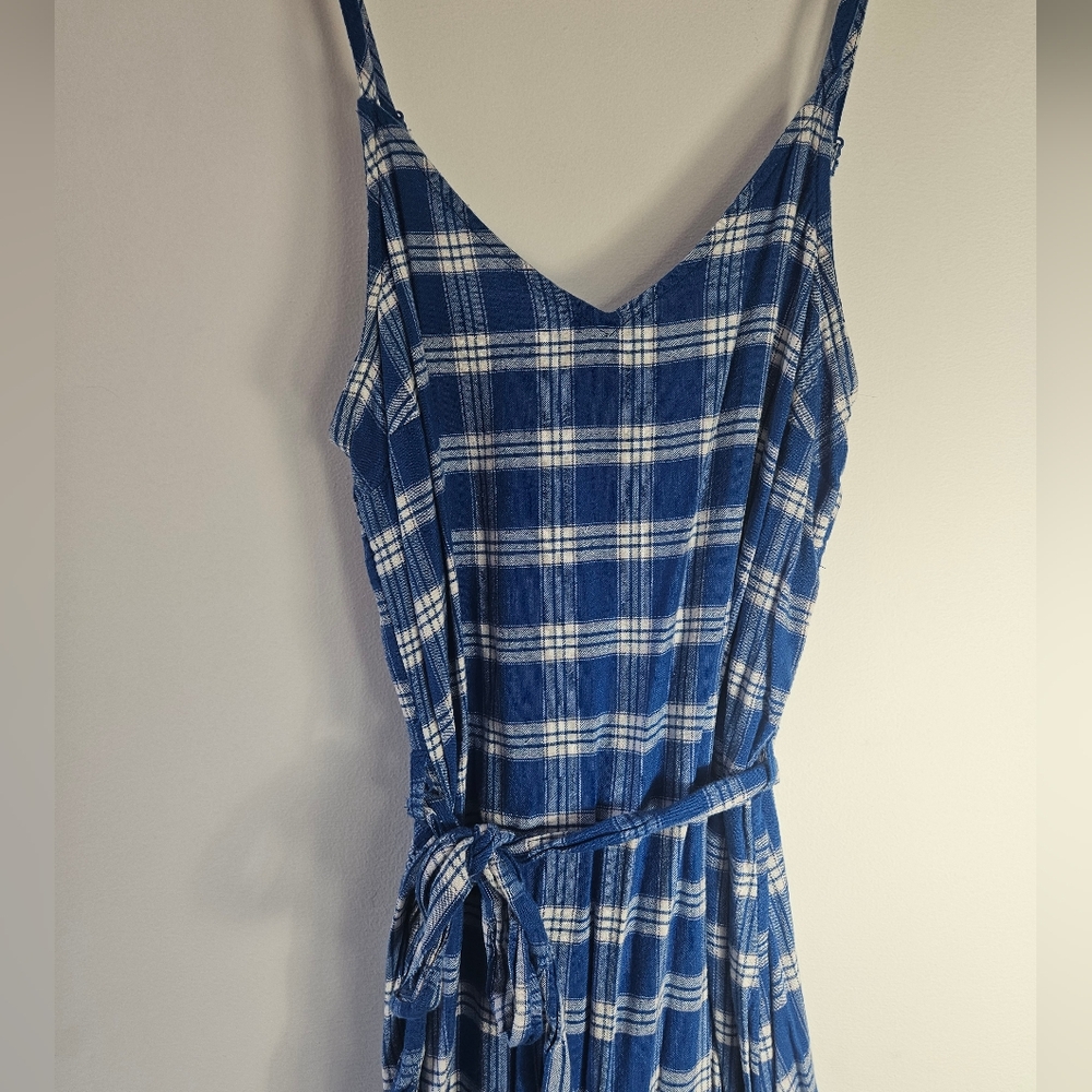 Blue and White Plaid Old Navy Midi Dress (medium)